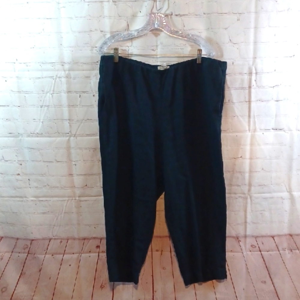 J.Jill 100%Linen Capri Dark Blue Pants XL
